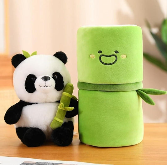 Cute Panda Plushie with Bamboo